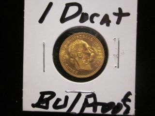 1 Ducat Austrian Gold Coin Bu Gem.  1106 Pure Gold Content,  Extremely photo