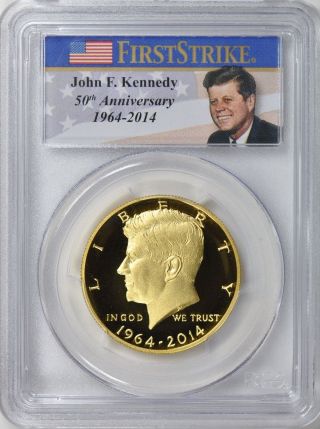2014 W Kennedy Gold Half Dollar Pcgs Pr69 Dcam 50th Anniversary & photo