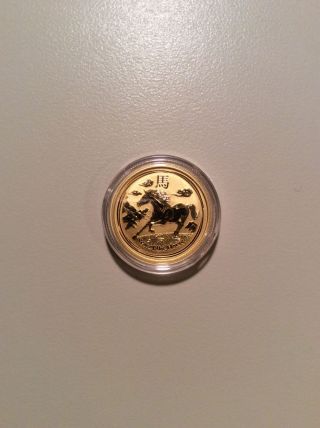 2014 Gold 1/4 Oz Australian Coin - Year Of The Horse - Lunar - Uncirculated photo