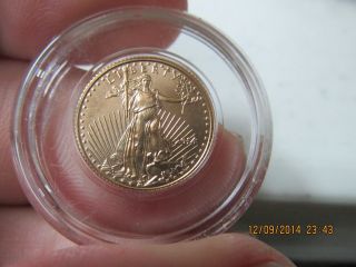 2014 Bu $5 American Gold Eagle 1/10th Ounce Gold Fine Gold photo