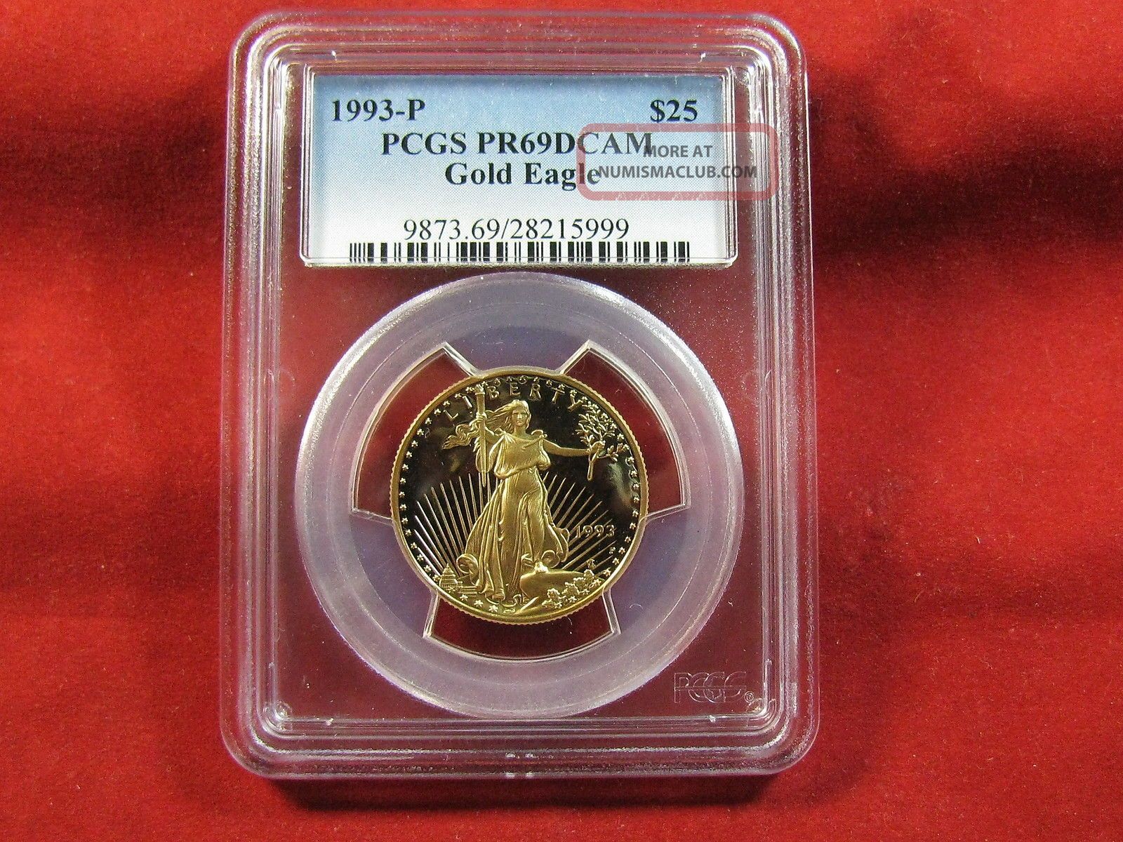 A 1993 - P One Half Ounce American Gold Proof Eagle $25 Pcgs Graded Pr69dcam Gold photo
