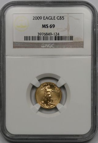 2009 Gold Eagle $5 Tenth - Ounce Ms 69 Ngc 1/10 Oz Fine Gold photo
