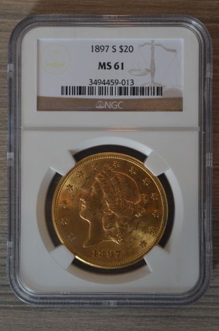 1897 S $20 Ngc Ms - 61 Gold Liberty Head Double Eagle photo