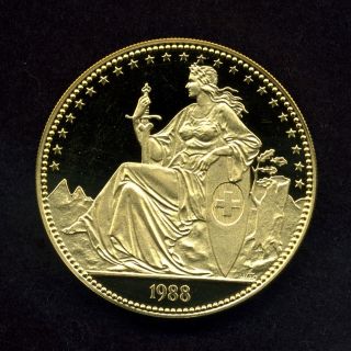 1988 Swiss One Ounce.  999 Gold photo