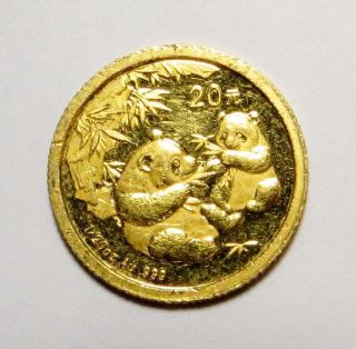 2006 China Gold Panda 20 Yuan 1/20 Oz.  Bullion Proof Coin.  999 Gold photo