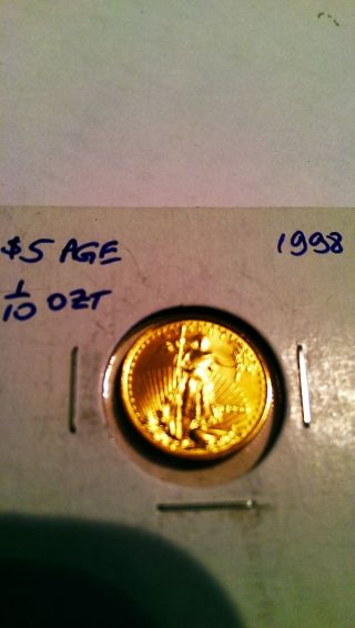 1998 Gold American Eagle $5.  00 1/10 Ounce Uncirculated photo