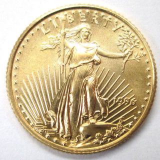 Semi - Key Date 1996 United States 1/10 Oz Gold $5 American Eagle (bu) photo