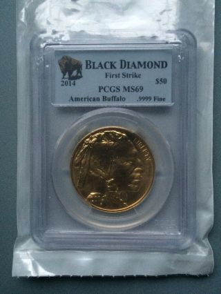 2014 1 Oz Gold Buffalo Coin - Ms - 69 First Strike Black Diamond Pcgs - Sku 79361 photo