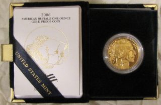 2006 - W 1 Oz $50 Proof Gold Buffalo With Ogp And Certificate Of Authentication photo