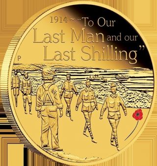 1 X The Anzac Spirit - To Our Last Man 2014 1/4oz Gold Proof Coin - Perth photo