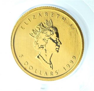 1999 1/10 Oz $5 Canadian Gold Maple Leaf Pcgs Wtc Ground Zero Gem Unc Coin photo