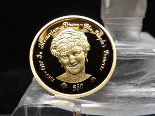 1997 Sierra Leone Princess Diana Proof $50 Pure Gold Coin 1/10 Oz Pure Gold photo