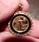1989 Dated 1/10 American Gold Eagle In A 14k Gold And Onyx Bezel Pendant Gold photo 1