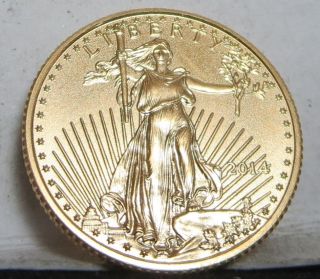 2014 American Gold Eagle Gem Brilliant Uncirculated 1/10th Oz photo