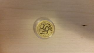 2013 1/10 Oz Australian Perth Lunar Year Of The Snake 9999 Gold Coin photo