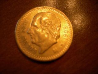1908 Mexican 10 Pesos Gold Coin photo