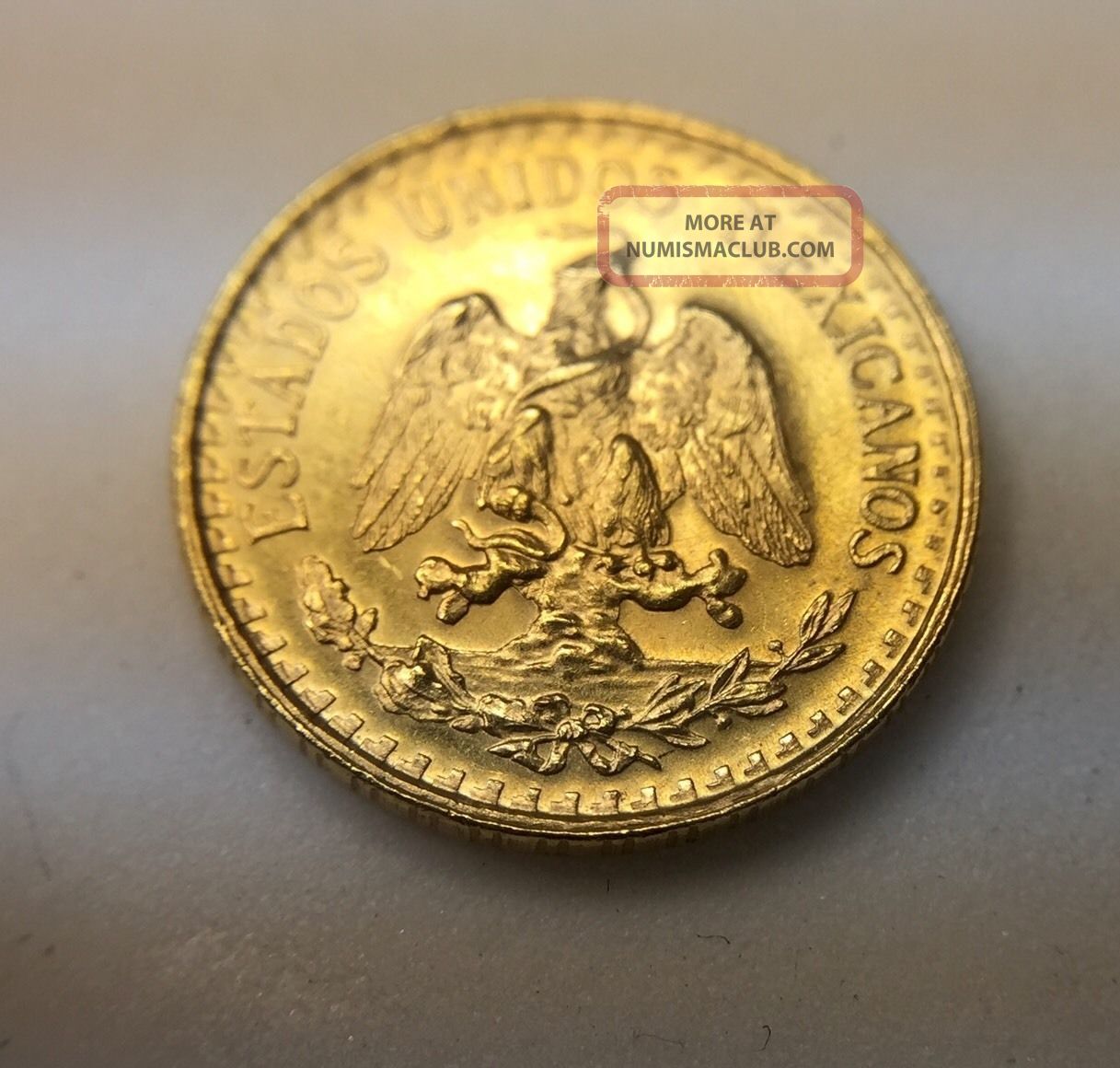 1945 Mexico 2 Pesos Gold Coin 900