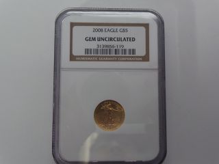 2008 Eagle G $5 Gem Uncirculated Fine Gold Coin 1/10 Oz.  85136 - 1 photo