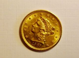 1861 2 1/2$ Gold Bu,  2.  5$ Gold Choice Bu photo