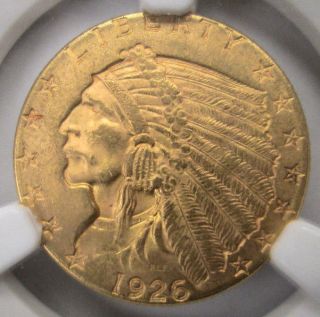 1926 United States $2.  5 Indian Head Gold Quarter Eagle Ngc Ms63 photo