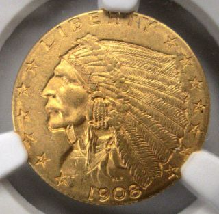 1908 United States $2.  5 Indian Head Gold Quarter Eagle Ngc Ms62 photo