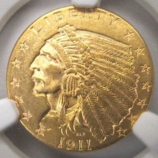 1911 United States $2.  5 Indian Head Gold Quarter Eagle Ngc Ms62 photo