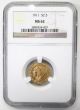 1911 United States $2.  5 Indian Head Gold Quarter Eagle Ngc Ms62 Gold (Pre-1933) photo 1