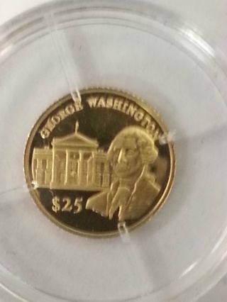 2000 Republic Of Liberia $25 Gold Coin.  7300g (worlds Smallest Gold Coin) G.  W. photo