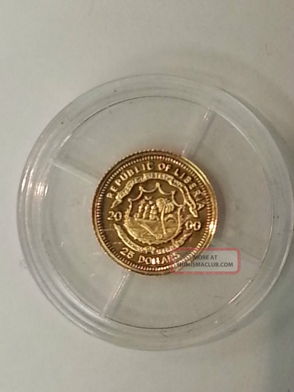 2000 Republic Of Liberia 25 Gold Coin 7300g worlds Smallest Gold 