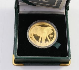 Rare South African.  9999 Gold Elephant 1996 Natura 1 Oz.  Coin Only 4472 Made photo