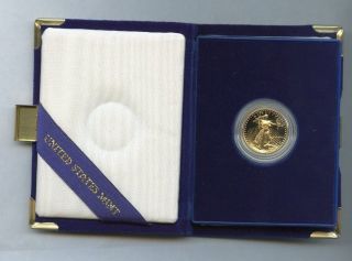 1988 American Gold Eagle $10 Dollar Coin Proof 1/4 Oz W/ United States Case photo