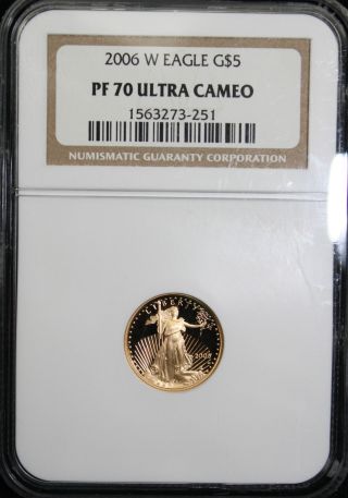 2006 W $5 Gold Eagle 1/10 Oz Ngc Pf 70 Ultra Cameo 273 - 251 photo