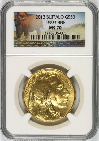2013 Gold Buffalo $50 Ngc Ms70 1oz Fine Gold photo