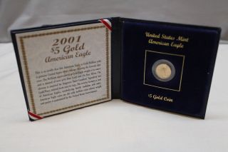 2001 Walking Liberty 5 Dollar Gold American Eagle Coin - photo