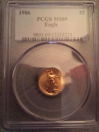 1986 $5 Gold American Eagle Pcgs Ms69 photo