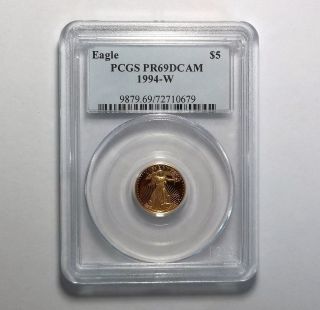 1994w $5 Proof Gold Eagle (1/10th Ounce) Pcgs Pr 69 Dcam photo