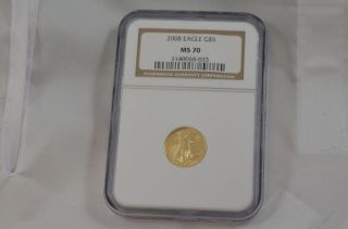 2008 U.  S.  Tenth (1/10th) Ounce Gold American Eagle - Ngc Ms70 Cert 3140058 - 033 photo