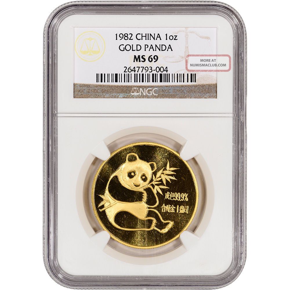 1982 China Gold Panda (1 Oz) - Ngc Ms69