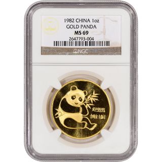 1982 China Gold Panda (1 Oz) - Ngc Ms69 photo