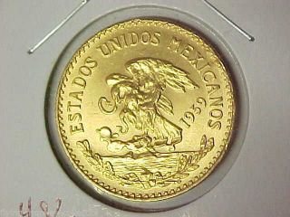 Gold 1959 Mexico 20 Peso 0.  482 Ounce Of Gold - Mexican Gold Veinte Pesos photo