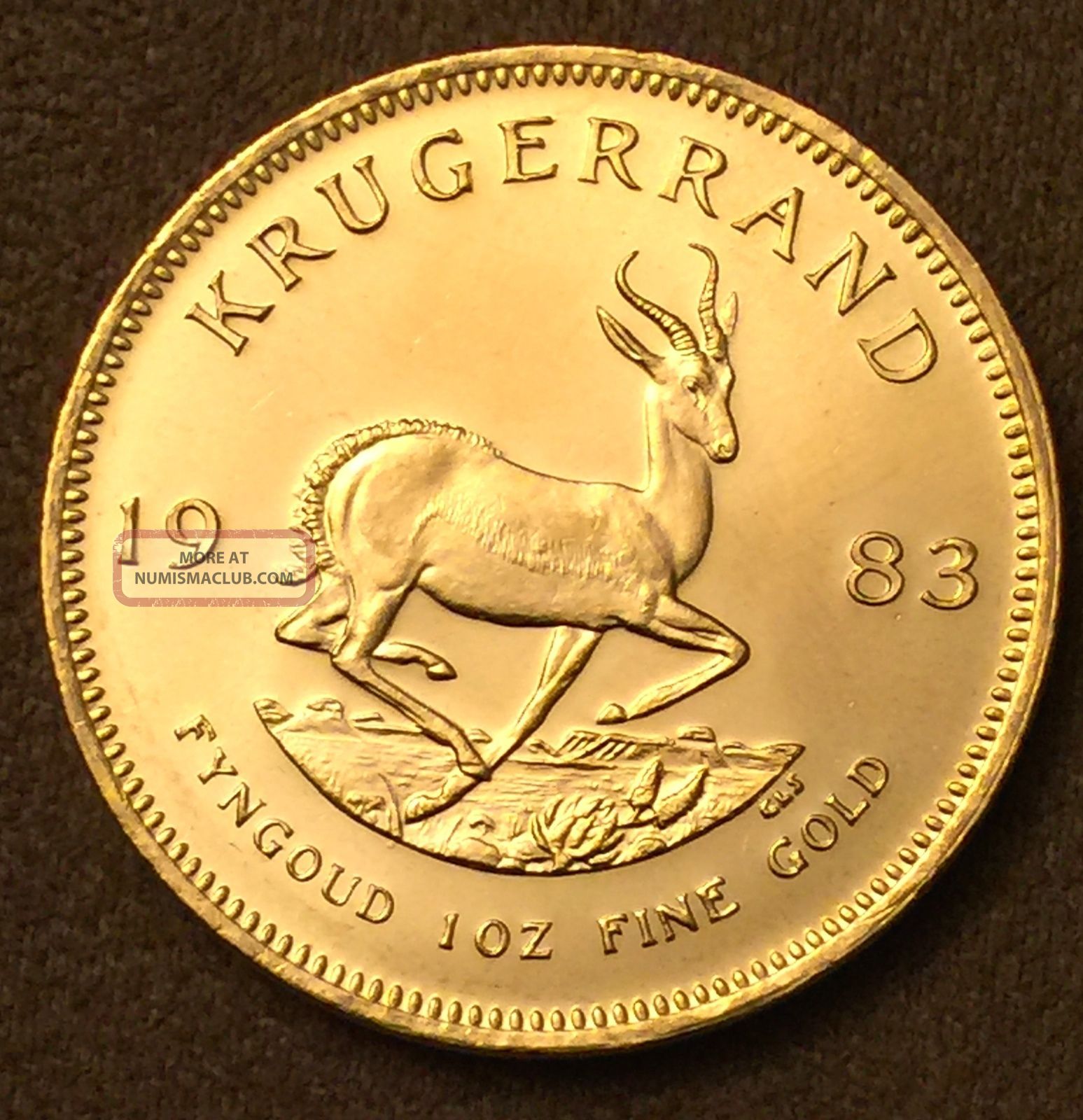 1983 1 Oz South African Gold Krugerrand Bullion Coin, 22 Kt Pure Gold