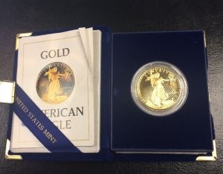 1986 W 1 Oz $50 Gold American Eagle Proof Coin Box Us All photo