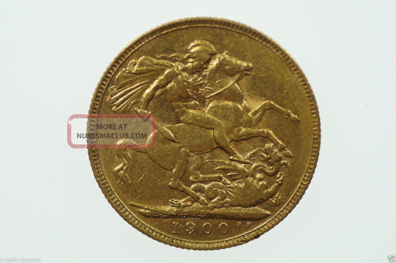 1900 P Gold Full Sovereign Victoria Veiled Head In Very Fine Australia photo