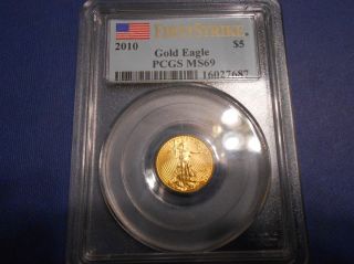 2010 1/10 Oz Gold American Eagle Ms - 70 Pcgs (first Strike) photo