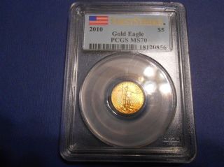 2010 1/10 Oz Gold American Eagle Ms - 70 Pcgs (first Strike) photo