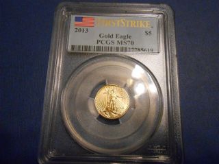 2013 1/10 Oz Gold American Eagle Ms - 70 Pcgs (first Strike) photo
