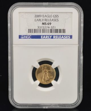 2009 Early Release $5 Ms 69 Gold American Eagle 1/10 Eagle Ngc Low Opening Bid photo