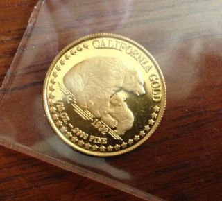 Rare 1992 1/10 Oz.  9999 Pure Gold Proof State Of California Bear Coin photo