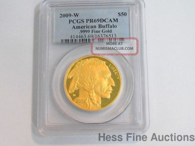 2009 W Pcgs Pr69 Dcam American Buffalo.  9999 Fine Solid Gold 50 Bullion Coin Gold photo