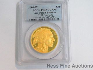 2009 W Pcgs Pr69 Dcam American Buffalo.  9999 Fine Solid Gold 50 Bullion Coin photo
